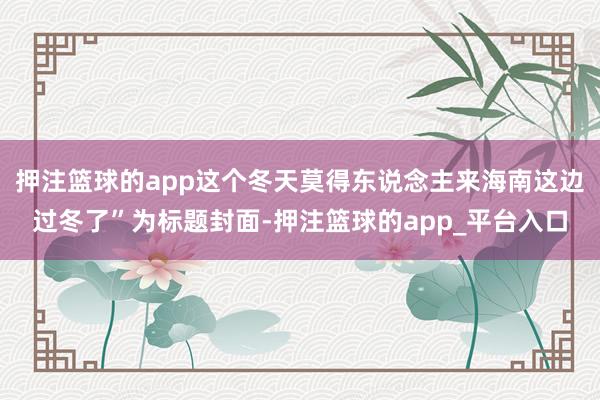 押注篮球的app这个冬天莫得东说念主来海南这边过冬了”为标题封面-押注篮球的app_平台入口