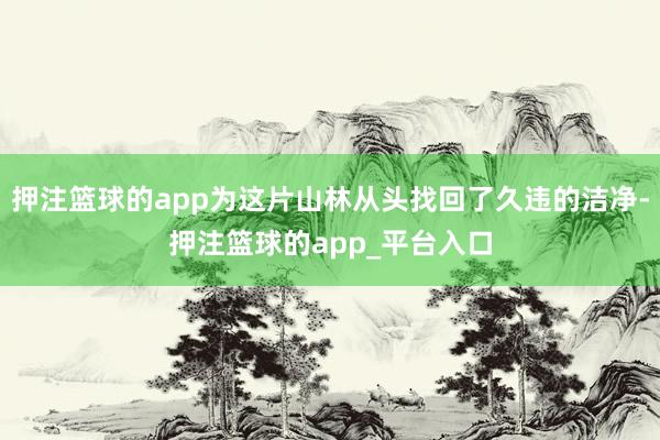押注篮球的app为这片山林从头找回了久违的洁净-押注篮球的app_平台入口