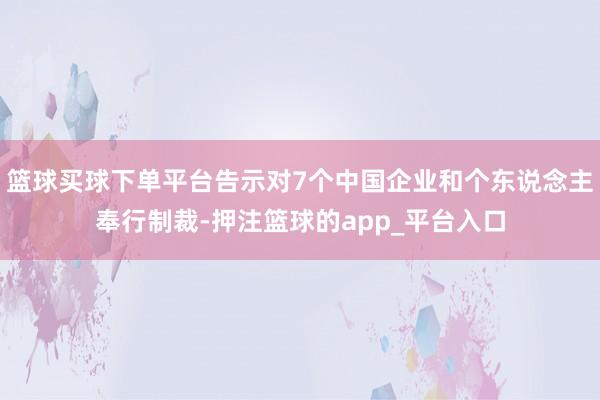 篮球买球下单平台告示对7个中国企业和个东说念主奉行制裁-押注篮球的app_平台入口