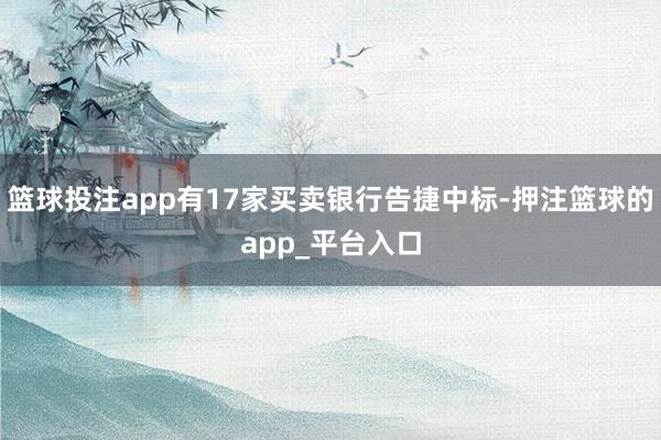 篮球投注app有17家买卖银行告捷中标-押注篮球的app_平台入口
