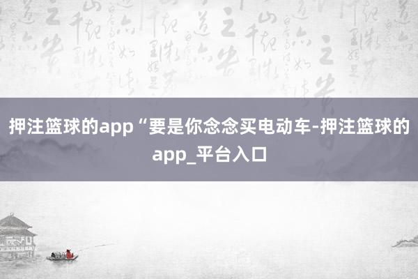 押注篮球的app“要是你念念买电动车-押注篮球的app_平台入口