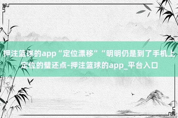 押注篮球的app“定位漂移”“明明仍是到了手机上定位的璧还点-押注篮球的app_平台入口