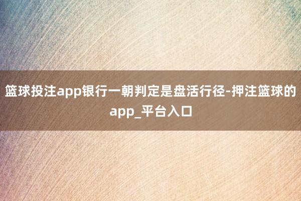 篮球投注app银行一朝判定是盘活行径-押注篮球的app_平台入口
