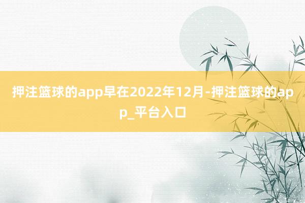 押注篮球的app早在2022年12月-押注篮球的app_平台入口