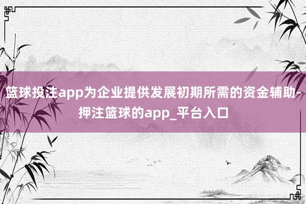 篮球投注app为企业提供发展初期所需的资金辅助-押注篮球的app_平台入口