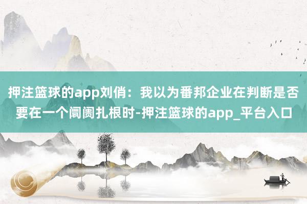 押注篮球的app刘俏：我以为番邦企业在判断是否要在一个阛阓扎根时-押注篮球的app_平台入口