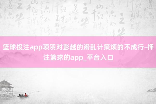 篮球投注app项羽对彭越的淆乱计策烦的不成行-押注篮球的app_平台入口