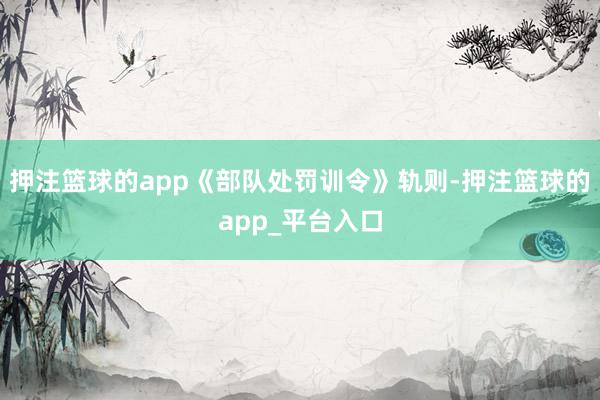 押注篮球的app《部队处罚训令》轨则-押注篮球的app_平台入口