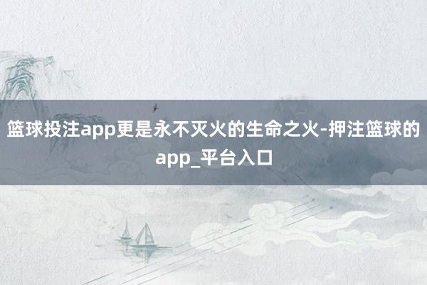 篮球投注app更是永不灭火的生命之火-押注篮球的app_平台入口