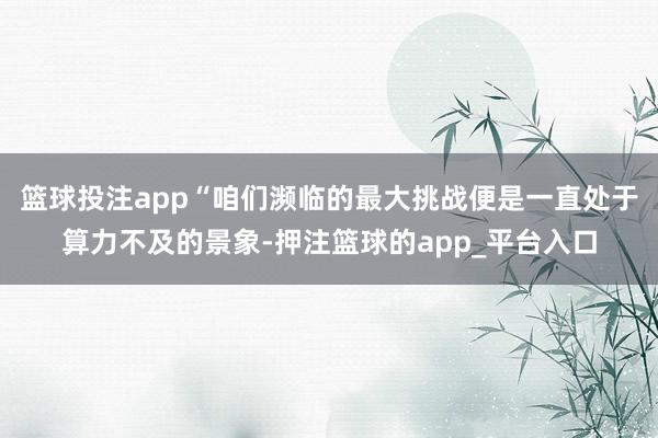 篮球投注app“咱们濒临的最大挑战便是一直处于算力不及的景象-押注篮球的app_平台入口