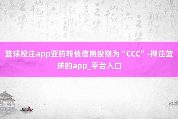 篮球投注app亚药转债信用级别为“CCC”-押注篮球的app_平台入口