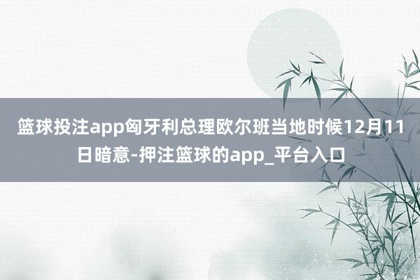 篮球投注app匈牙利总理欧尔班当地时候12月11日暗意-押注篮球的app_平台入口
